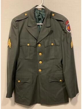 US Army Green Serge AG-44 Coat Wool Uniform Jacket 38 Long P81
